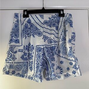 Bravest Studios Porcelain Men’s Mesh Shorts Blue Cream Handkerchief Size XL